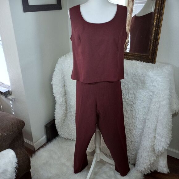 PETITE PERCEPTION BURGUNDY PANT SUIT SET SZ.14 EUC - Picture 1 of 7